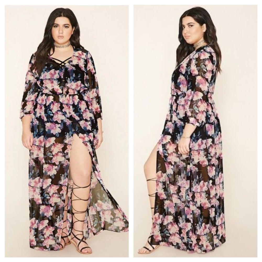 Sheer Floral Maxi Dress
